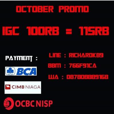 Solusi pembayaran konten Itunes tanpa kartu kredit. Ready stock all IGC voucher . More info . LINE : richardk89 / WA : 087808889168
