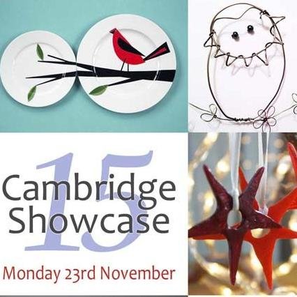 Established event showcasing 15 Cambridge artists. Jewellery, ceramics, illustrations, prints, cards, glass, books, textiles. Monday 23 Nov. 12-8.30pm.