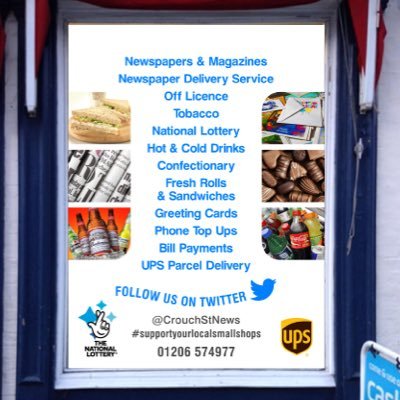 UNDER NEW MANAGEMENT! We are here to supply papers and much more to the people of Colchester. #supportyourlocalsmallshops Tel 01206 574977