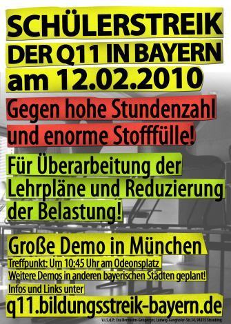 Q11-Streik und Demo am Fr, 12.02.2010 in ganz Bayern