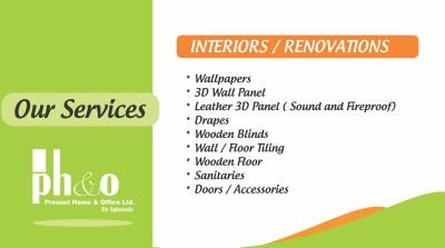 Renovations using our finishing materials like 3D wall panels, wallpapers,tiles etc. Sales & Leasing of properties after renovation. we manage ur space.