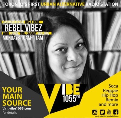 Canada's #1 Female Reggae Radio Personality Emcee of Stages Canada/Calgary Reggae Festival. Rebel Vibez airs Mondays & Wednesdays at 10 am (est) on VIBE105