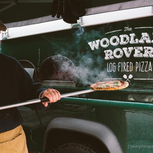 Handmade British pizza from a Land Rover Defender log-fired oven