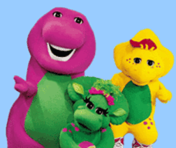 I'm a purple dinosaur. I'm friendly. I love everyone! so show us some love and follow us. Barney.