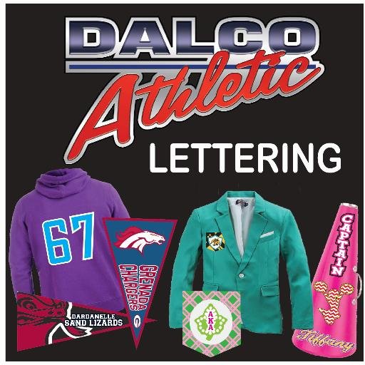 Dalco Athletic Lettering manufactures the finest heat-applied letters, numbers and designs for garment decorations as well as other product decorations.