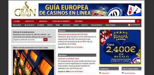 El Gran Casino ofrece noticias, articulos y comentarios de casino y casino online. Casinos en linea para jugar online. Gran casino online de internet.