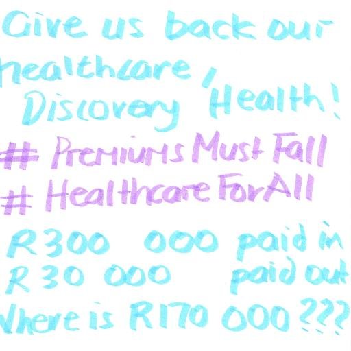 We're talking to you, Discovery Health. Members' funds belong to members. Give us back our money. Give us back our healthcare. #PremiumsMustFall