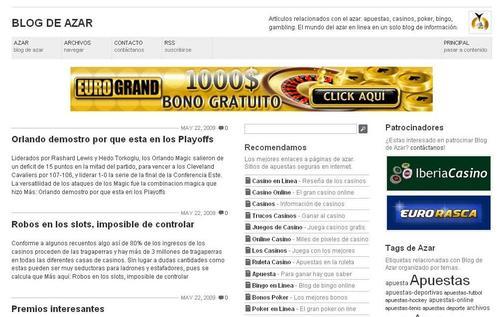 Blog de los mejores articulos de juegos de azar en linea, información de : apuestas, casinos, poker, bingo, gambling para apuestas online seguras en internet.