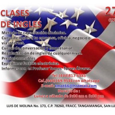 OFREZCO CURSOS DE INGLÉS EN LA COMODIDAD DE TU EMPRESA A PRECIOS MUY ACCESIBLES EN LA CIUDAD DE SAN LUIS POTOSÍ!TAMBIEN IMPARTO CURSO TOEFL ETC...