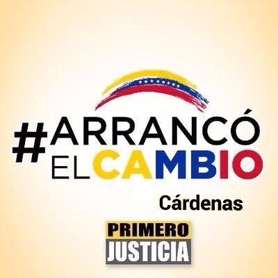 Cuenta Oficial de Primero Justicia en el Municipio Cárdenas. 
La Fuerza del Cambio, La Fuerza de la UNIDAD #AvanzarEsPosible