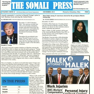 TheSomaliPress's profile picture. A monthly newspaper in Columbus, Ohio, serving the Somali community in the Diaspora with news and issues affecting them. Contact us at info@thesomalipress.com