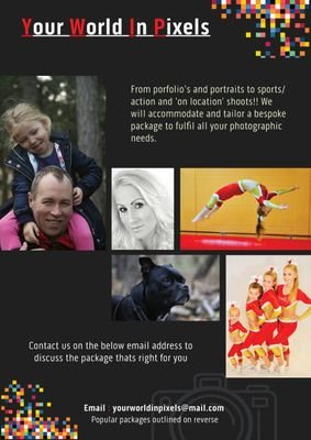 Your world in pixels offers a variety of services, from head shots, sports, family shots to weddings & events photography.