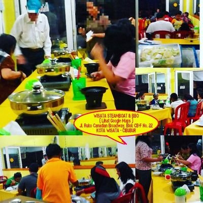 BUKA : 14.00 - 23.30, WISATA STEAMBOAT & BBQ (Resto/Halal), (LIHAT GOOGLE MAPS), Ruko Canadian Broadway, Blok CBF No. 22, KOTA WISATA, CIBUBUR.