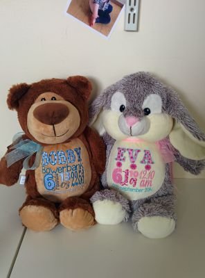 we are a professional embroidery company, offering beautiful bespoke soft toys and blankets.
