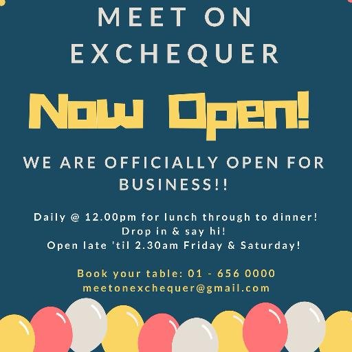 meetexchequer2's profile picture. Opened for business on Friday 4th September! Offering after work nibbles, cocktails, fine dining and a late bar with laid back relaxed service! Book now!