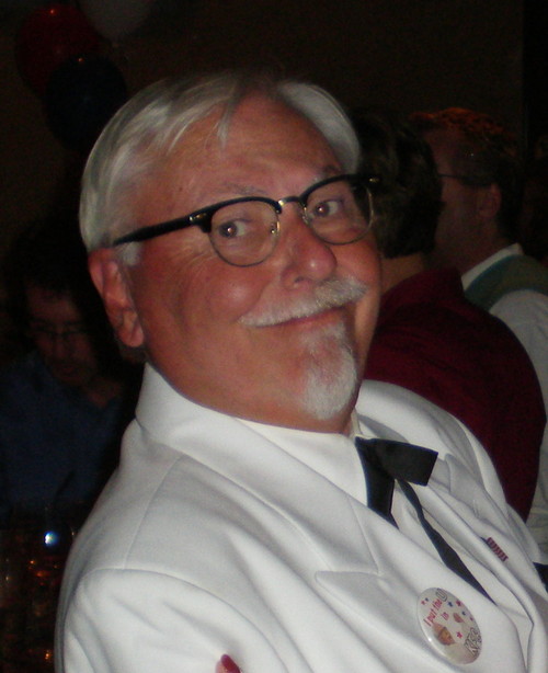 Harland Sanders impersonator, expert martini builder