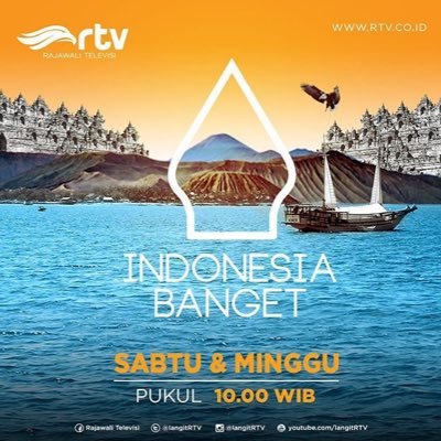 Sebuah program yang mengangkat keindahan alam & budaya Indonesia. Tayang tiap Sabtu Pkl. 10.00 WIB hanya di Rajawali TV. Follow IG : indonesiabangetrtv