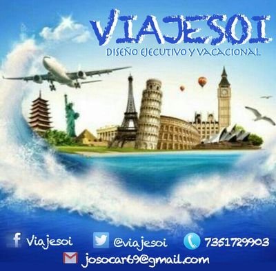 Viajes Diseñados de y para todo el mundo, con tips y sin letras chiquitas. Te atiendo Aqui, en josocar69@gmail.com o fb como Viajesoi.!!!