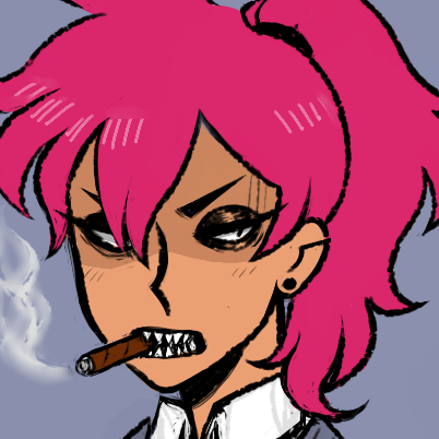 PointedBite's profile picture. ...They call me ''Chomp'' Kōshō. I'm the damn SHSL Cigar Saleswoman.