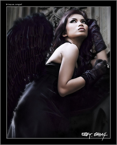 WingedWitch's profile picture. Black hair. Black eyes. Black inside.