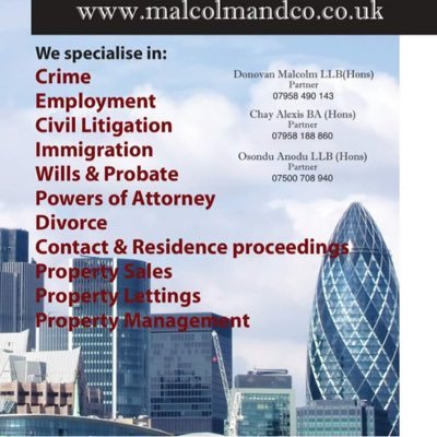 MalcolmandCo's profile picture. Top London solicitors Don't Delay Call us TODAY! 0207 613 4300 #familylaw #poa #employment