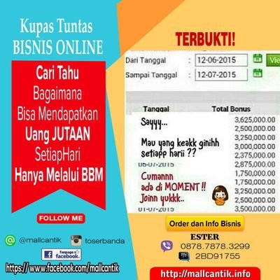 °Toko Serba Ada untuk keluarga ANDA, Belanja Mudah, Murah, Menguntungkan, dpt DUIT banyak bonusnya cuma ada disini°^
°WA/LINE 087878783299 (sms)
°BB 2BD91755