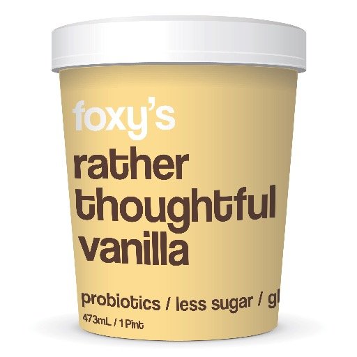 Foxy's is now a thoughtful ice cream: super premium, hand made with probiotics and less sugar, we responsibly source our ingredients.