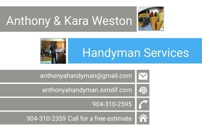 KaraWeston1's profile picture. Handyman Services good quality work done right the first time....Handyman services for 15 years.....We beat competitive prices...1 year work warranty...Services