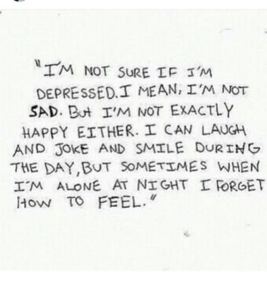 I can't sleep, so instead I think. I don't feel sad but I'm not happy. I don't know myself anymore. who am I?