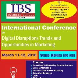 IBSMConference's profile picture. IBS Mumbai is conducting an International Conference on Digital Disruptions – Trends and Opportunities in Marketing on March 11, 2016.