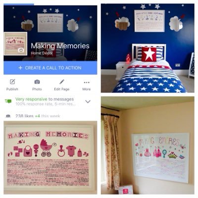 MakingMemorie5's profile picture. We create personalised wall art for nurseries and bedrooms. Making Memories captures all of the amazing things children do as they grow up!!