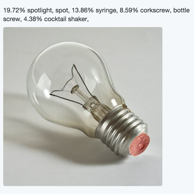 ThisThingIs's profile picture. 43.9% spotlight, 15% bot, 8% wooden Spoon.  Tweet images @ThisThingIs and let @kcimc and @genekogan's ofxCcv tell you what it is. Made by @Lucapodular.