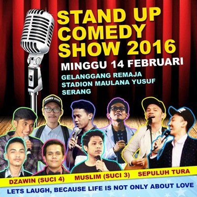 official twitter StandUp Comedy Show 2016 Serang. 14 Februari 2016 pkl 19:00 wib.. join with us!! Contact Person 081284447334 / 081290700123 / pin 7EC10F1A