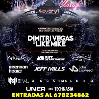 Entradas anticipadas 4every1 Festival / Cualquier tipo de info, listas o venta anticipada llámame o escríbeme al 678234862.
