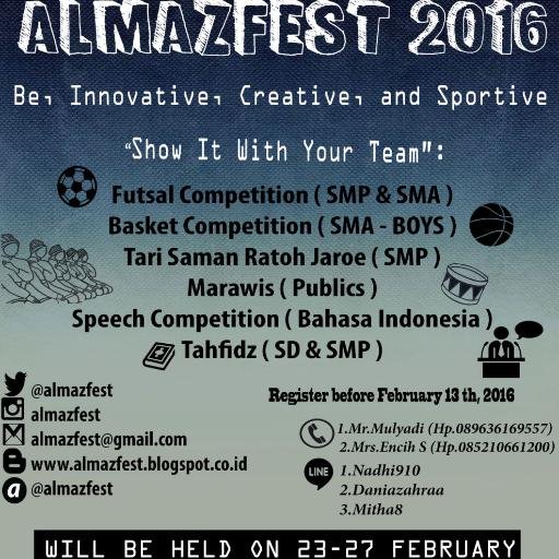 The biggest annual event that held on Almanar Azhari IBS, Depok. Equalize students around JABODETABEK to show off their skill & ability in various competitions.