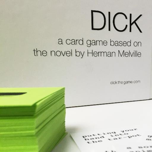 DICK is a hilarious Moby-Dick party game. 100 questions for our times + 375 answers taken word-for-word from Moby-Dick. https://t.co/x75gg9zKWV and on Amazon.