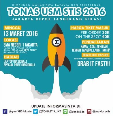 TONASTIS_JKT's profile picture. Try Out Nasional USM STIS 2016 Regional Jakarta dan Sekitarnya