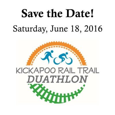 2nd Annual Kickapoo Rail Trail Duathlon. Like us on Facebook https://t.co/ySl4dMeA0w Follow us on Instragram https://t.co/nOnhEWN158