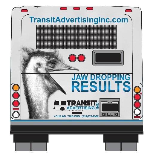 Advertising on transit receives 240,000-350,000 impressions per week. TAI serves Tulsa and the Oklahoma City metro, Wichita Falls, TX, & Columbia, MO.