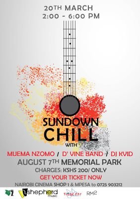 SundownChillKE's profile picture. Sundown chill is an evening outing with choice live bands and sizzling buffet – a tailored resort ambience with worthwhile listenership