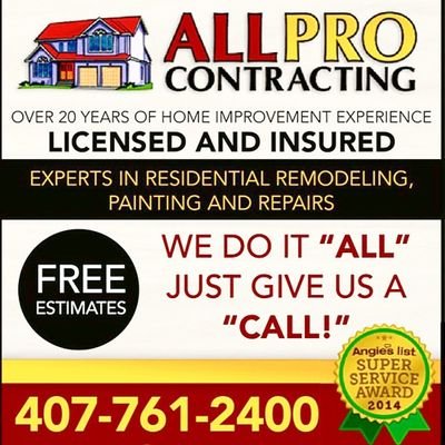 Reliable service and quality work for over 15 years in Orlando area. Saving customers thousands of dollars. 407-761-2400  https://t.co/fPYSv6IVYh