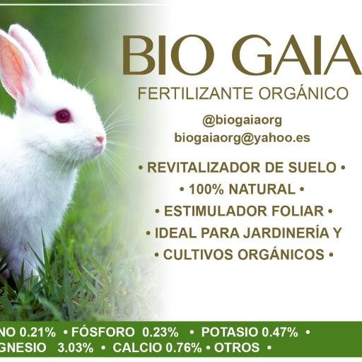 Fertilizante a base de zurullo de conejo. Ideal para la jardinería y cultivos orgánicos. Es un revitalizador de suelos y estimulador foliar biogaiaorg@yahoo.es