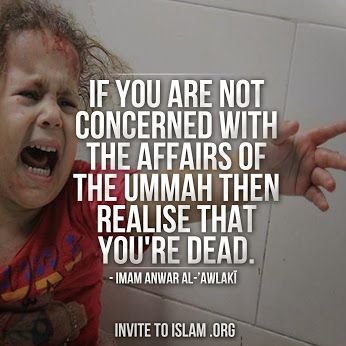 rollters's profile picture. if you are not concern with the affair of this ummah, then  you are dead. 
simple but beautiful.