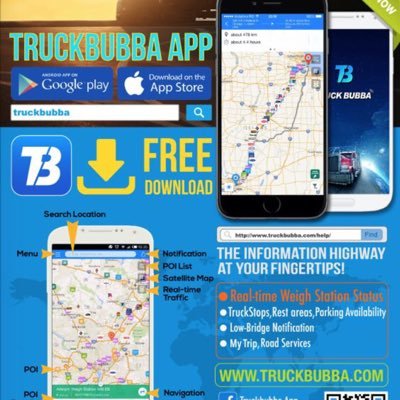 Download our APP: Truckbubba, the best free APP for North America truck drivers, get highway information at your fingertips.