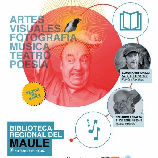 Programa de actividades en bibliotecas de Parral, Linares, Río Claro, Licantén y Talca, que se desarrollará en abril de 2016.