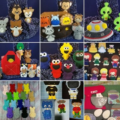 Hippie mom of 8, ages 7-30 I have found myself as a toy maker creating quiet books, pretend play masks, finger puppets, and more.