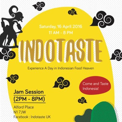 IndoTaste hustle n bustle of #Indonesianmarket life with a huge variety, Alford Place, London N1 7JW, Sat. 16 April 2016 from 11-8pm Free Entry #indostreetfood