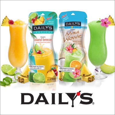 Are you ready for anything? Daily's is. With Daily's convenient Frozen Pouches & a variety of pre-mixed cocktails & mixers, we've got you covered! Must be 21+