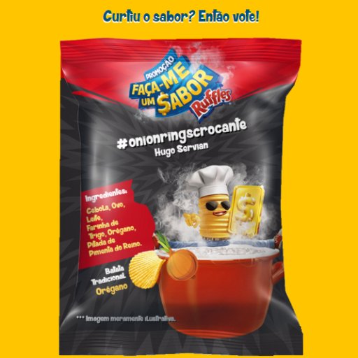 Promoção novo sabor Ruffles, caso goste do sabor Onion Rings Crocante, vote no site e ajude a divulgar pelo twitter: #onionringscrocante #rufflesfacameumsabor