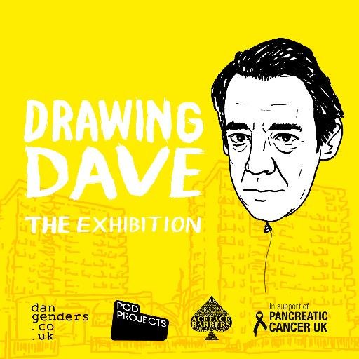 #DrawingDave Exhibition, 10th - 14th May 2016. Secret Cellar, Aceface, Birmingham, B5 7AH. Supporting @DaveDayFeb8th and @PancreaticCanUK